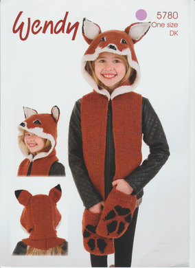 Knitting Pattern Leaflet Wendy 5780 DK Fox Scarf Hood
