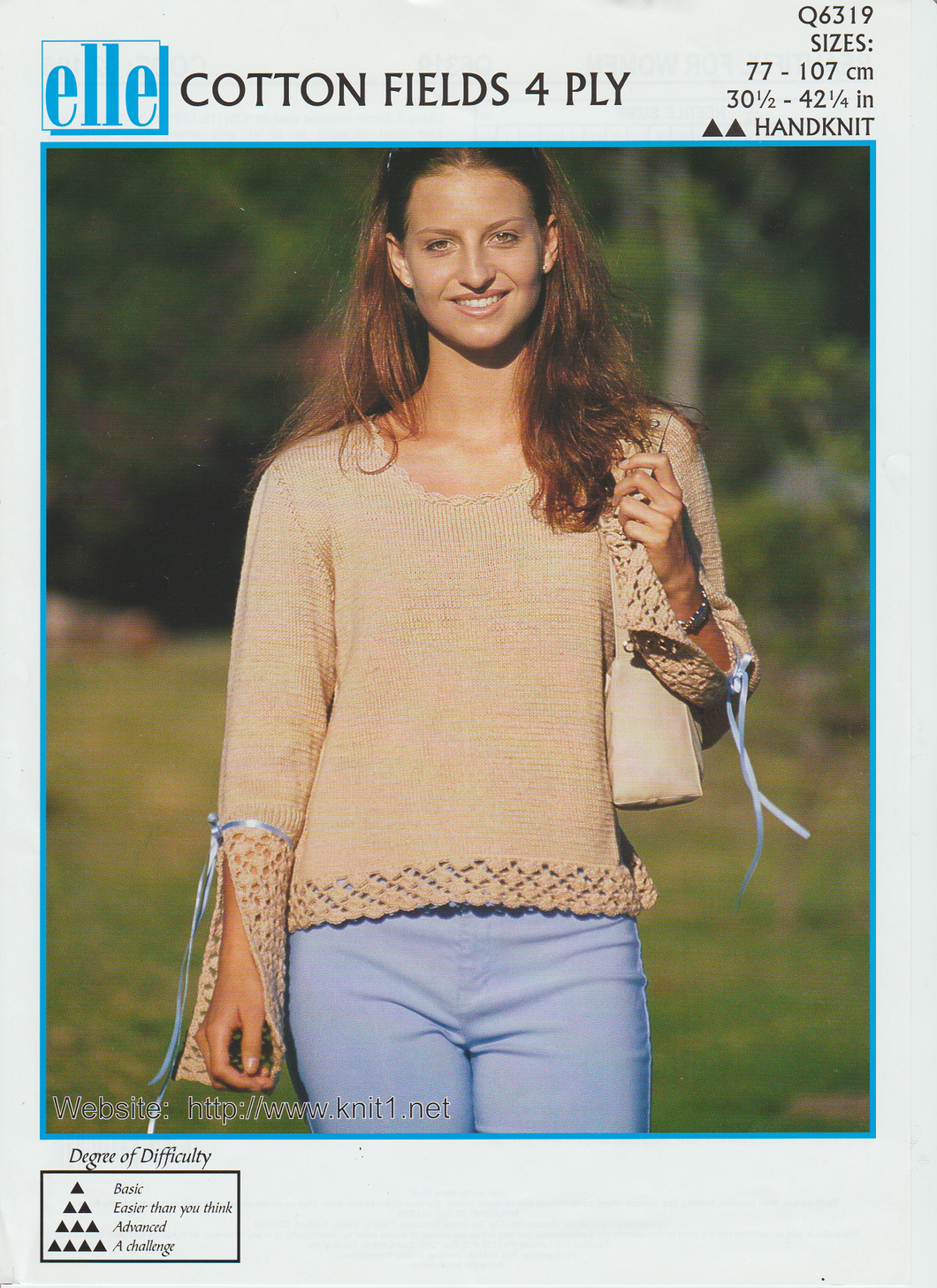 Crochet/Knitting Pattern Leaflet Elle Q6319 Ladies 4ply Sweater