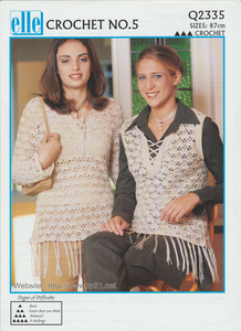 Crochet Pattern Leaflet Elle Q2335 Ladies Fringed Tops