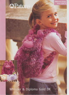 Knitting Pattern Leaflet Patons 3249 Fur DK Rucksack, pencil case & purse