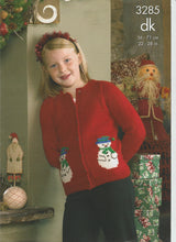 Knitting Pattern Leaflet King Cole 3285 DK Christmas Cardigan & Pullover Snowman Santa
