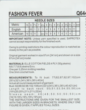 Crochet/Knitting Pattern Leaflet Elle Q6449 Ladies 4ply Sweater