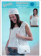 Crochet Pattern Leaflet Wendy 5045 4ply Ladies Top, Hat & Bag
