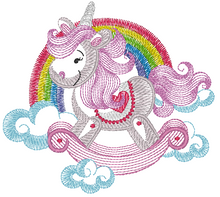 Quilting Block Set  - Personalised Unicorn & Rainbow Heart Sketch