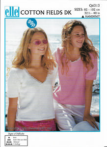 Knitting Pattern Leaflet Q6313 Ladies DK Summer Frill Tops