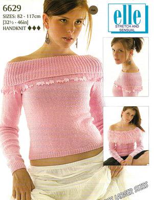 Knitting Pattern Leaflet 6629 Ladies DK Off Shoulder Tops