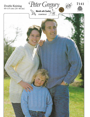 Knitting Pattern Leaflet Peter Gregory 7141 Unisex Kids DK Cropped Top, Tunic & Sweater