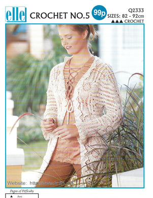 Crochet Pattern Leaflet Elle Q2333 Ladies Lacy Jacket