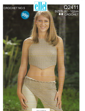 Crochet Pattern Leaflet Elle Q2411 Ladies Top & Wraparound