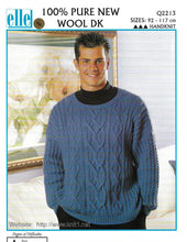 Knitting Pattern Leaflet Elle Q2213 DK Mens Cabled Challenge Sweater