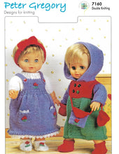 Knitting Pattern Leaflet Peter Gregory 7160 DK Dolls Outfits