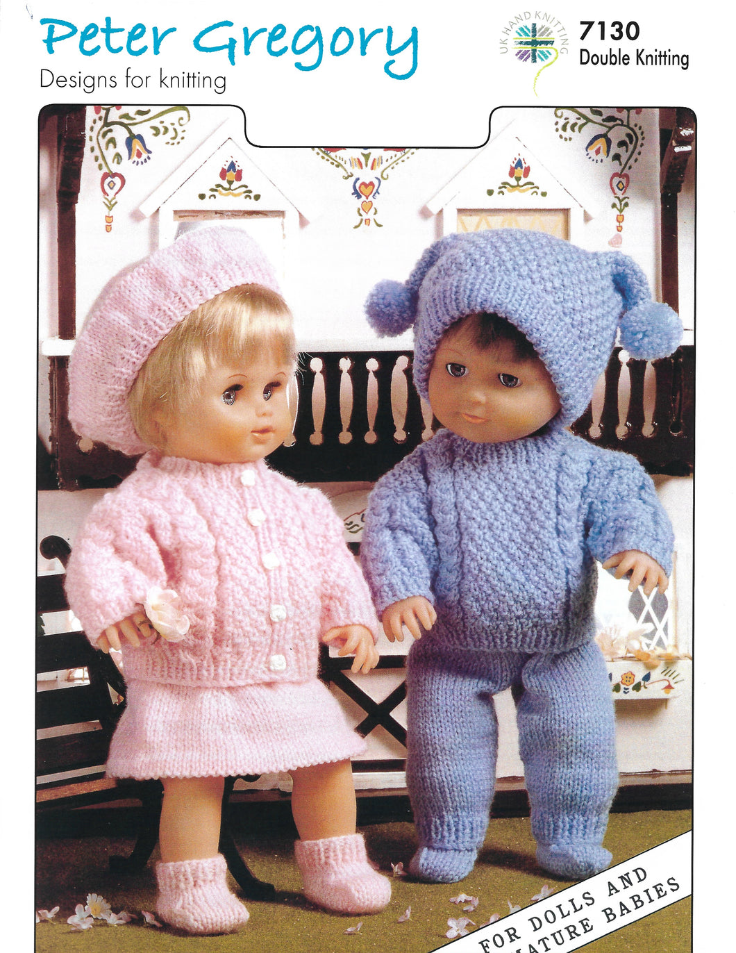 Knitting Pattern Leaflet Peter Gregory 7130 DK Dolls Outfits
