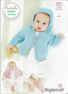 Knitting Pattern Leaflet Stylecraft 9830 DK Baby Hooded Cardigan