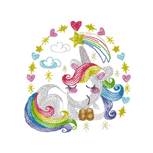 Quilting Block Set  - Personalised Unicorn & Rainbow Heart Sketch