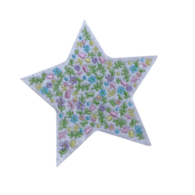 Motif Patch Multicolour Spring Flower Brocade Style Star