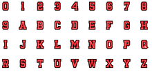 Motif Patch Font 38 Double Varsity Letters & Numbers