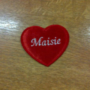 Motif Patch Personalised Name / Text Heart *Choose size & Border Style*