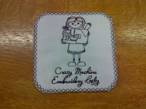 Motif Patch Crazy Machine Embroidery Lady Tile