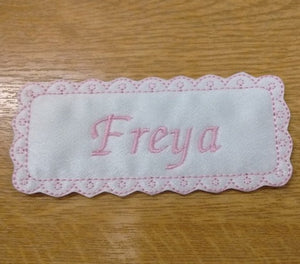 Motif Patch Personalised Name Lace style Border