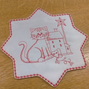 Motif Patch Christmas Cat Star 15cm Style A