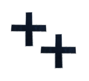 Motif Patch Religious Square Cross Metallic Trim