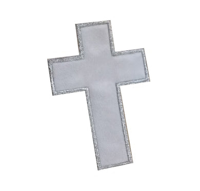 Motif Patch Religious Communion Plain Satin Cross Metallic Trim