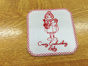 Motif Patch Crazy Embroidery Lady Tile