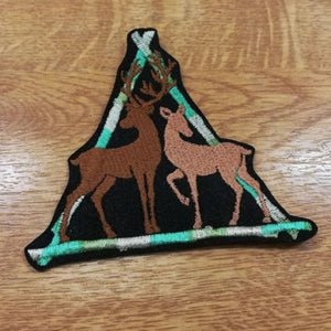 Motif Patch Scottish Stag Couple Stick Triangle Frame