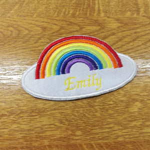 Motif Patch Personalised Name Rainbow Oval Border