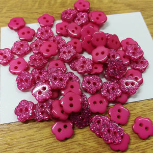 Buttons Plastic Glitter Mini Flowers 9mm