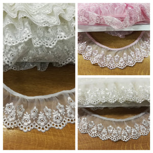 Lace Frilled Embroidered Nylon 55mm wide