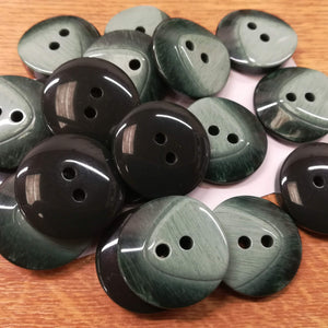 Buttons Plastic Round 2 tone V's 25mm (2.5cm) Greens