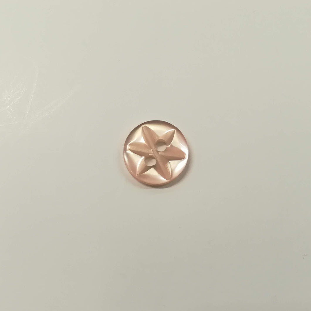 Buttons Plastic Round Star 10mm (1cm) Peach