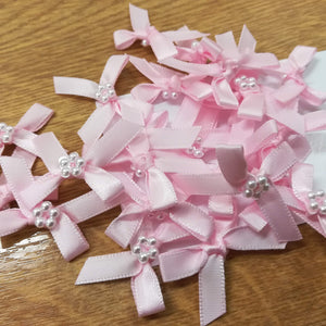 Trimmings Ribbon Satin Bows with Pearl Trim 7mm