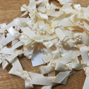 Trimmings Ribbon Satin Bows with Pearl Trim 7mm