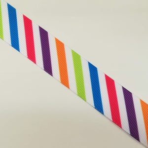 Ribbon Grosgrain Printed Pattern Multi Colour Stripe 22mm wide (2.2cm)