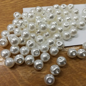 Buttons Plastic Round Shank Faux Pearl style 8mm (0.8cm)