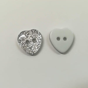 Buttons Plastic Glitter Heart 14mm x 15mm (1.4cm x 1.5cm)