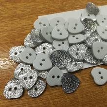 Buttons Plastic Glitter Heart 14mm x 15mm (1.4cm x 1.5cm)