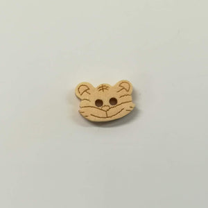 Buttons Etched Wood 2 hole Cat Face 12mm x 9mm