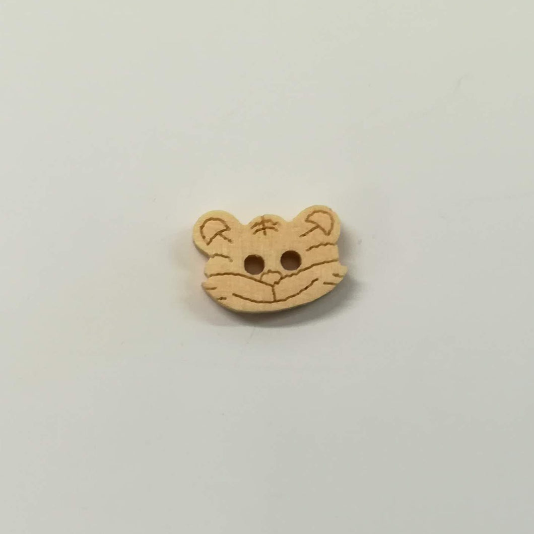 Buttons Etched Wood 2 hole Cat Face 12mm x 9mm