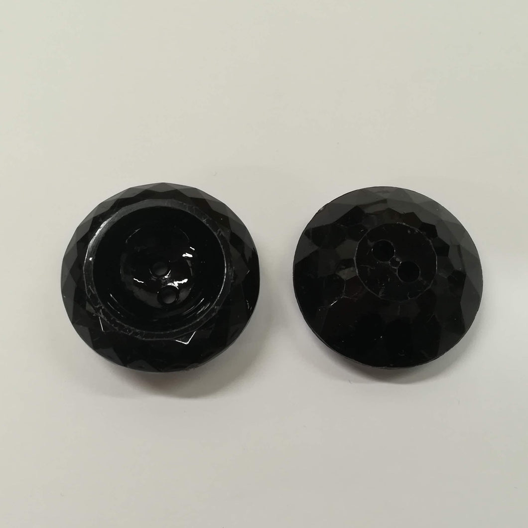Buttons Plastic Round Coat Fancy Black 30mm (3cm)