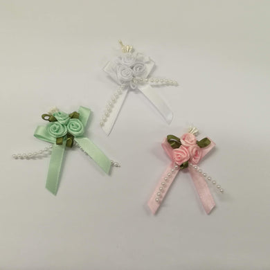 Trimmings Ribbon Satin Bow & Roses Cluster