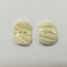 Buttons Plastic Oblong 2 hole 18mm (1.8cm) Clear Stripe Cream
