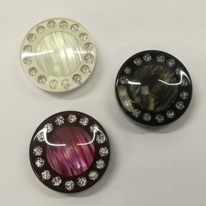 Buttons Plastic Round Shank 30mm (3cm) Silver Sparkle Dots Border