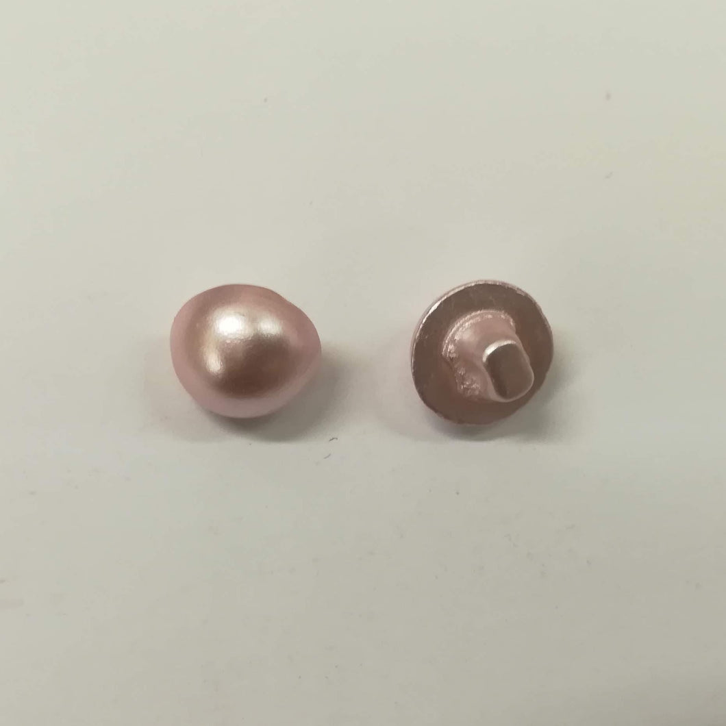 Buttons Plastic Round Shank Half Faux Pearl style 10mm (1cm) Pink