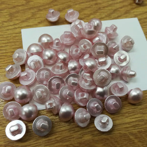 Buttons Plastic Round Shank Half Faux Pearl style 10mm (1cm) Pink