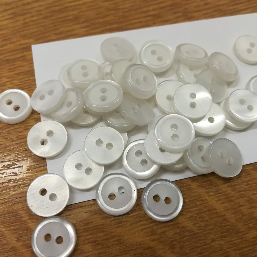 Buttons Plastic Round Border White 11mm / 14mm / 16mm