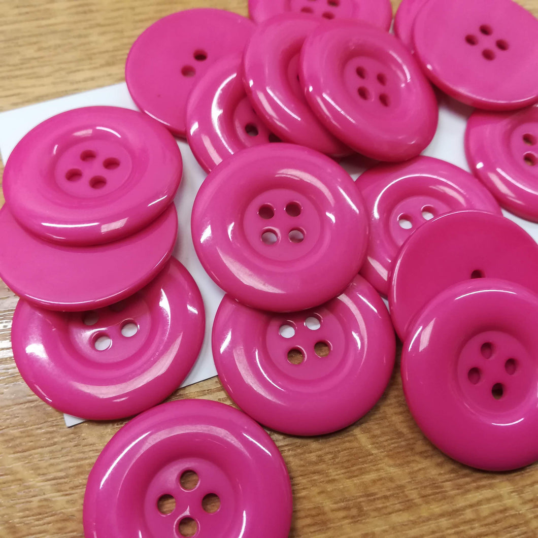 Buttons Plastic Round Cerise Pink 12mm / 27mm