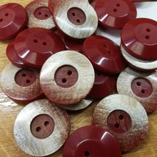 Buttons Plastic Round 2 hole 28mm (2.8cm) Distressed Burgundy